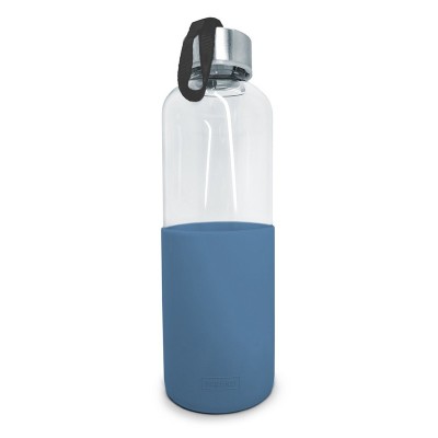 Glass Bottle with Silicone Case, Blue, 600 ml