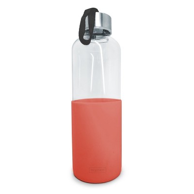 Glass Bottle with Silicone Case, Coral, 600 ml